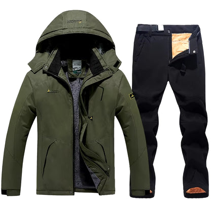 Winter Ski Suit for Men Waterproof Keep Warm Snow Fleece Jacket Pants Windproof Outdoor Mountain Snowboard Wear Set Ski Outfit