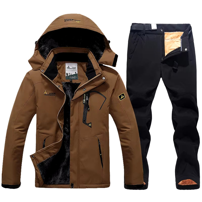 Winter Ski Suit for Men Waterproof Keep Warm Snow Fleece Jacket Pants Windproof Outdoor Mountain Snowboard Wear Set Ski Outfit