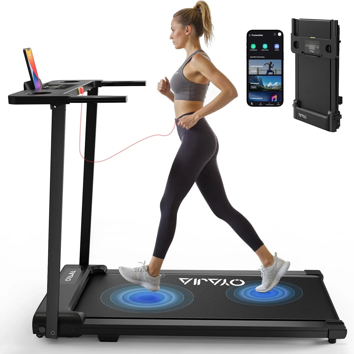 Treadmill Walking Pad for Home 3In1 Folding under Desk Treadmill 2.5HP Smart Walking Treadmill with APP & LED Display