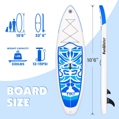 [UK Direct]  Inflatable Ultra-Light (17.6Lbs) Stand up Surfboard for All Skill Levels Everything Included with Stand up Paddle Board, Adj Paddle, Pump, ISUP Travel Backpack, Leash, Waterproof Bag SUPFW02A