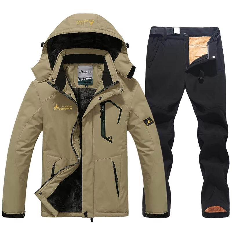 Winter Ski Suit for Men Waterproof Keep Warm Snow Fleece Jacket Pants Windproof Outdoor Mountain Snowboard Wear Set Ski Outfit